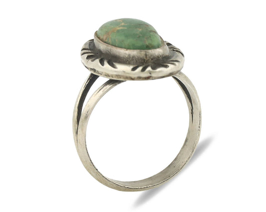 Navajo Ring .925 Silver Natural Mined Turquoise Native Artist Signed C.80's