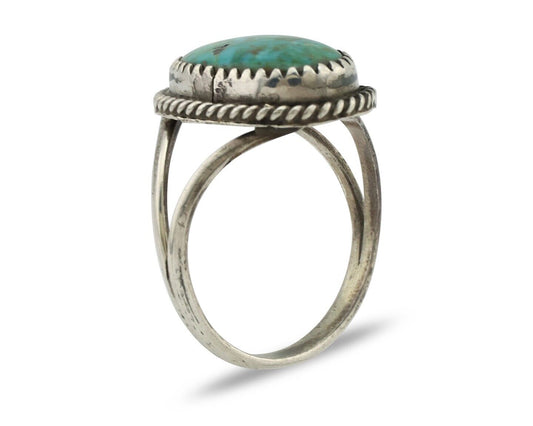 Navajo Handmade Ring 925 Silver Kingman Turquoise Artist Signed MC C.80's