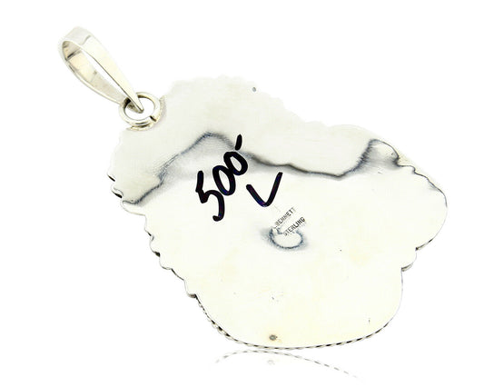Navajo Turquoise Pendant .925 Silver Handmade Signed Lee Bennett C.80's