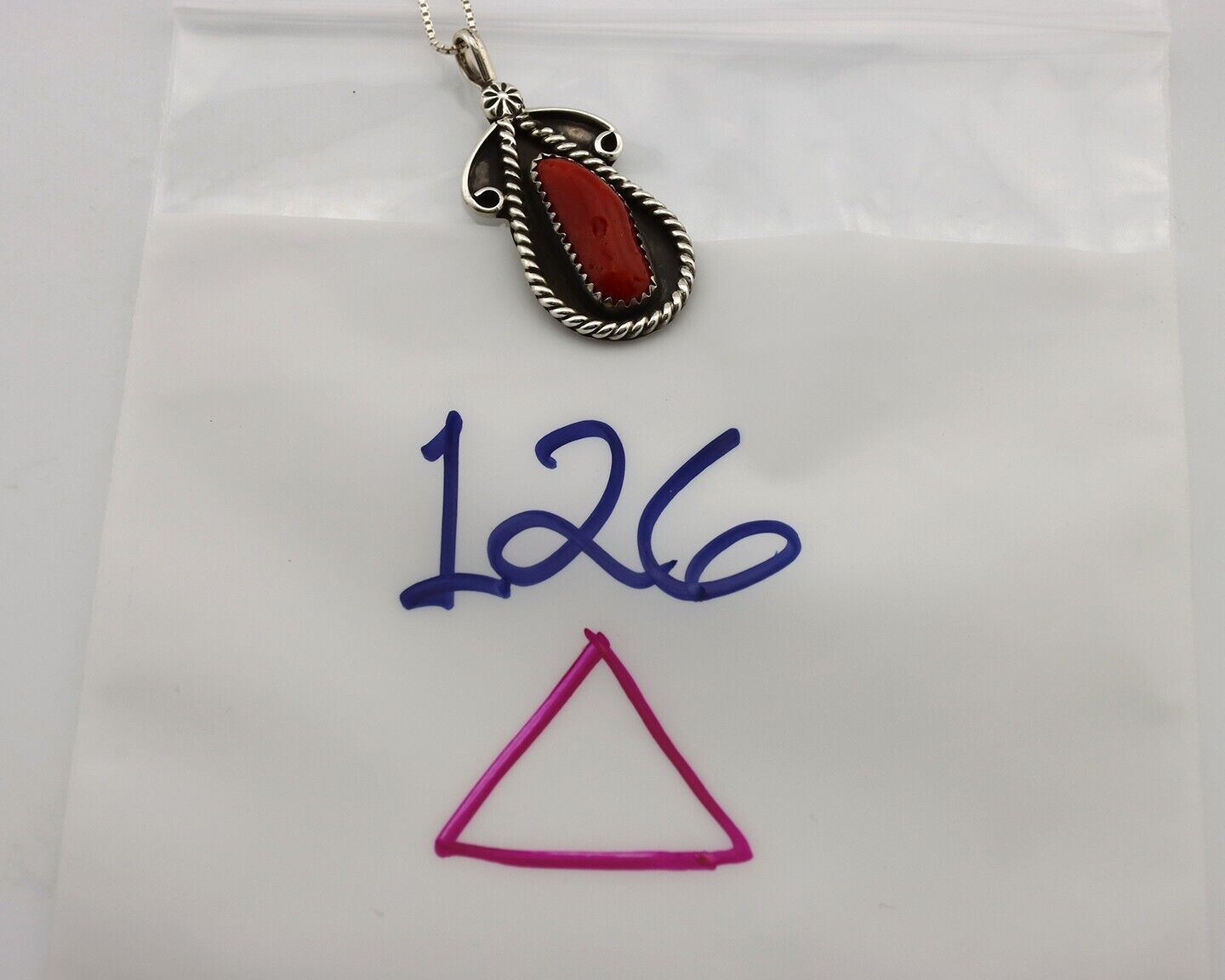 Navajo Necklace 925 Silver Red Medterranean Signed Josephine Rojas C.80's