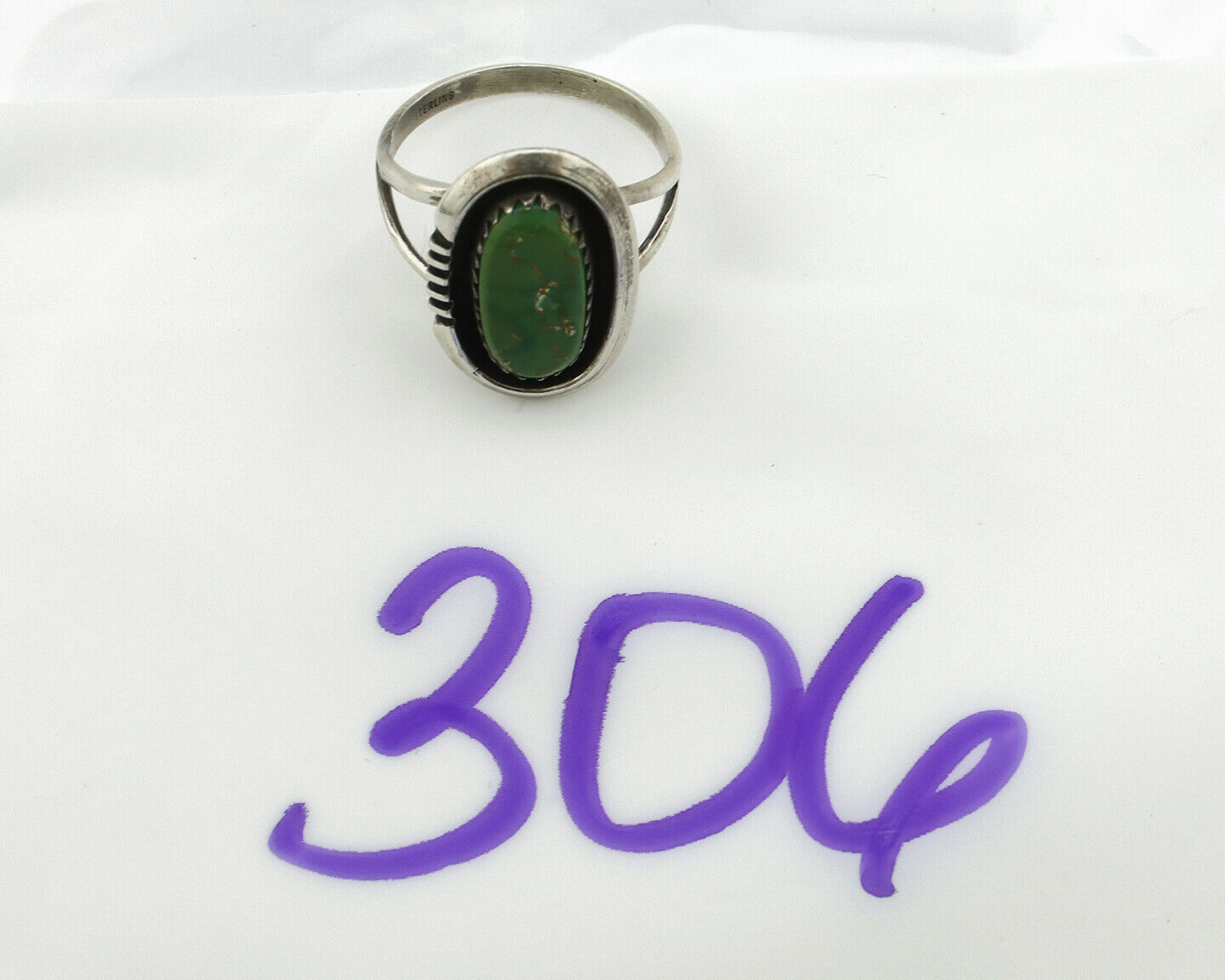 Navajo Ring .925 Silver Green Turquoise Native American Artist Handmade C.80's