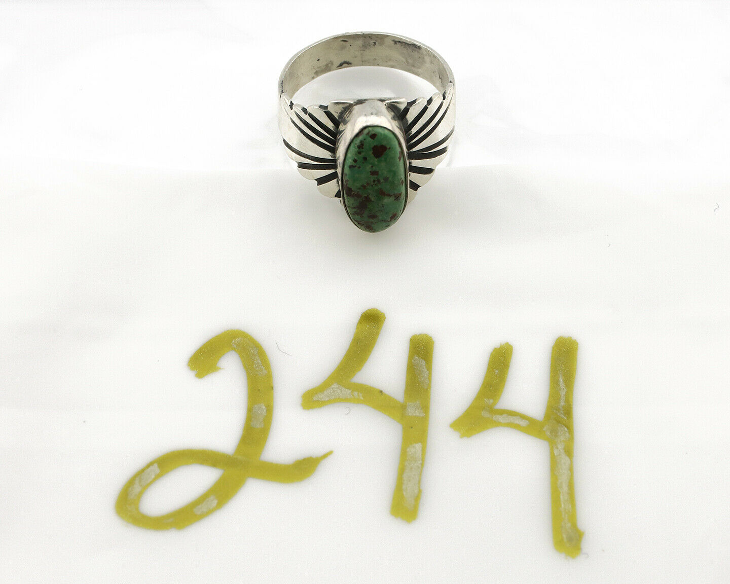 Navajo Ring .925 Silver Blue Green Arizona Turquoise Artist Signed Apache C.80's