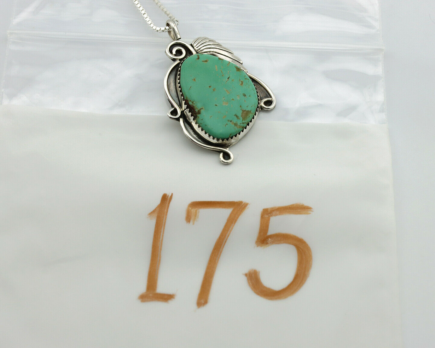 Navajo Necklace .925 Silver Kingman Turquoise Native Artist C.1980's