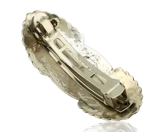 Navajo Hair Clip Barrette .925 Silver Hand Stamped Artist C Montoya C80s