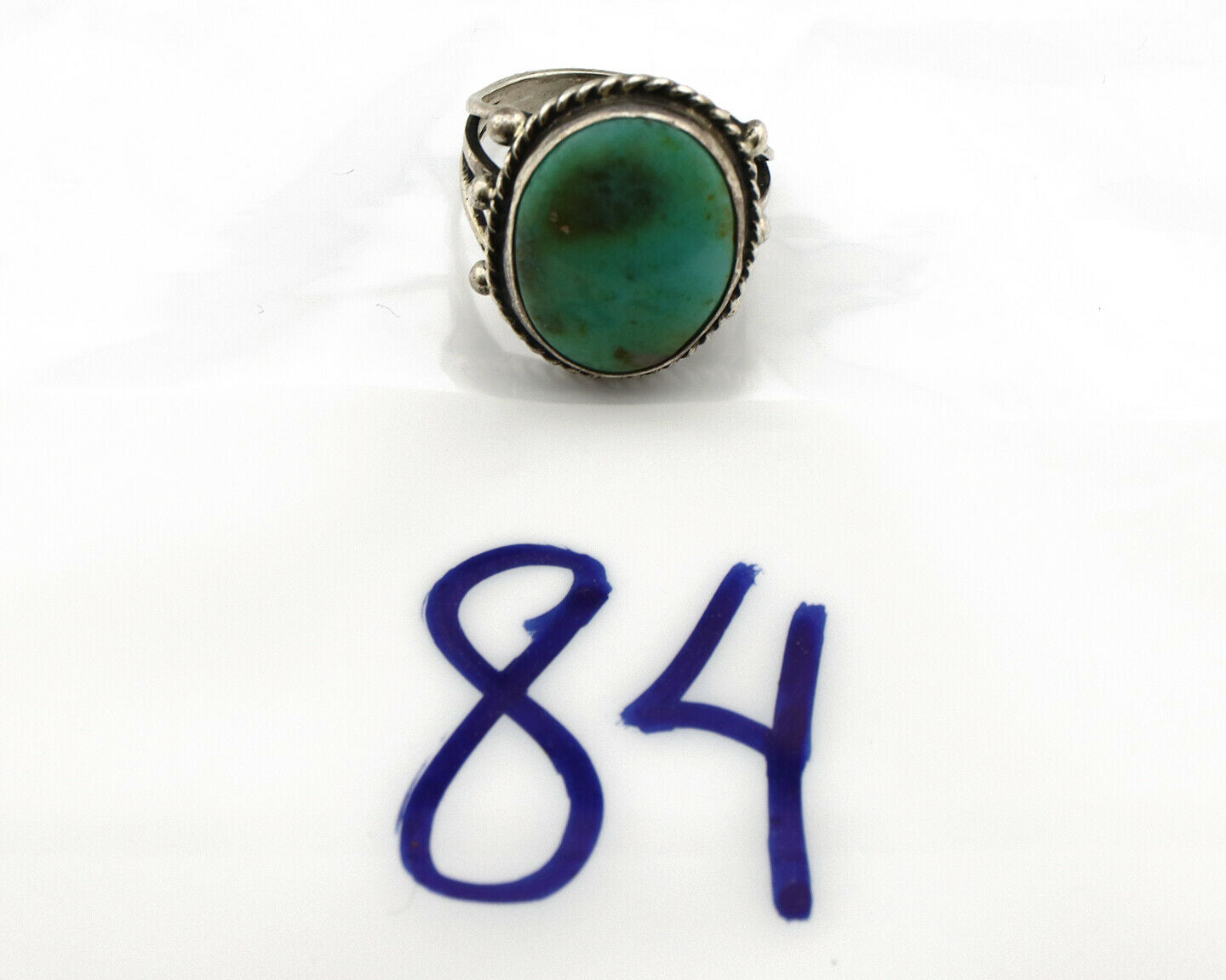Navajo Ring .925 Silver Arizona Turquoise Handmade Native American Artist C80s