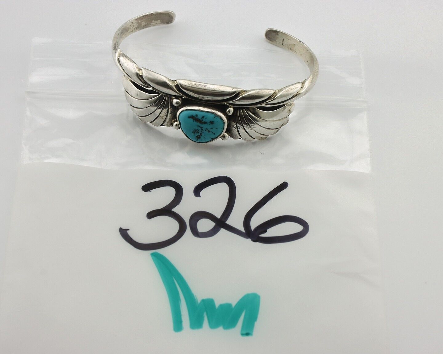 Navajo Bracelet 925 Silver Sleeping Beauty Turquoise Artist Signed M Montoya C80