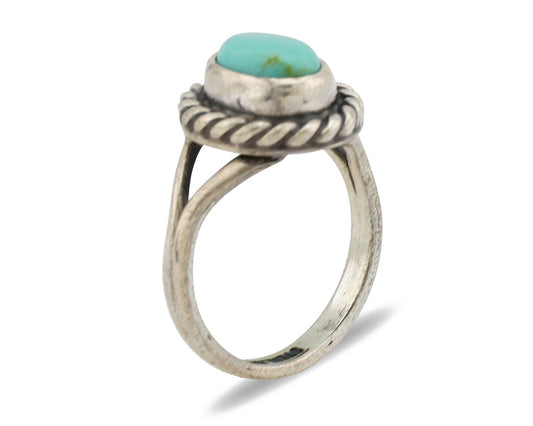 Navajo Ring .925 Silver Kingman Turquoise Artist Signed Gecko C.80's