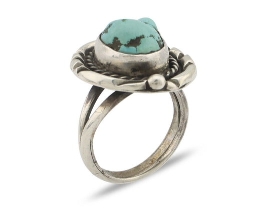 Navajo Handmade Ring 925 Silver Nugget Royston Turquoise Native Artist C.80's