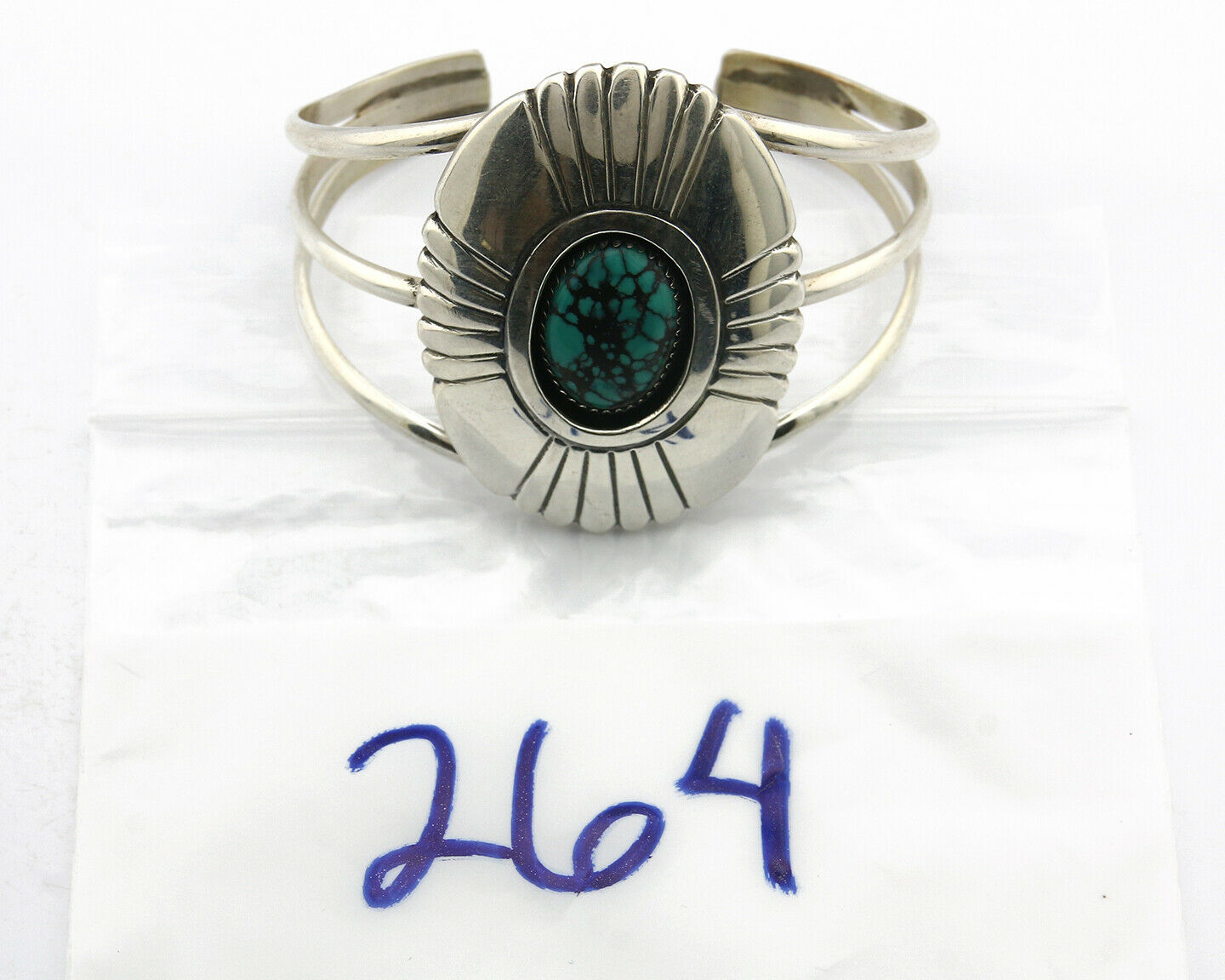 Navajo Bracelet .925 Silver Turquoise Mtn Artist Native American C.80's