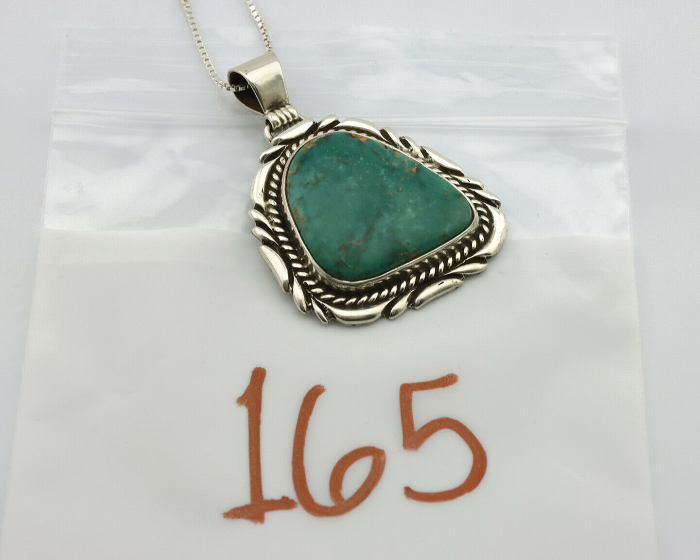 Navajo Kingman Turquoise Pendant .925 Silver Artist Signed Sunrise C.80's