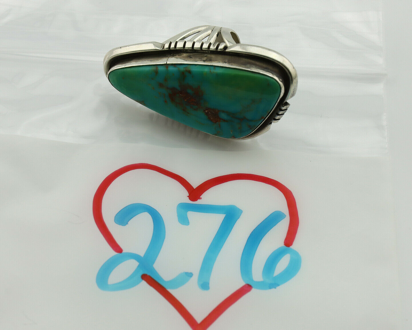 Navajo Ring .925 Silver Kingman Turquoise Signed Doug Zachary C.80's