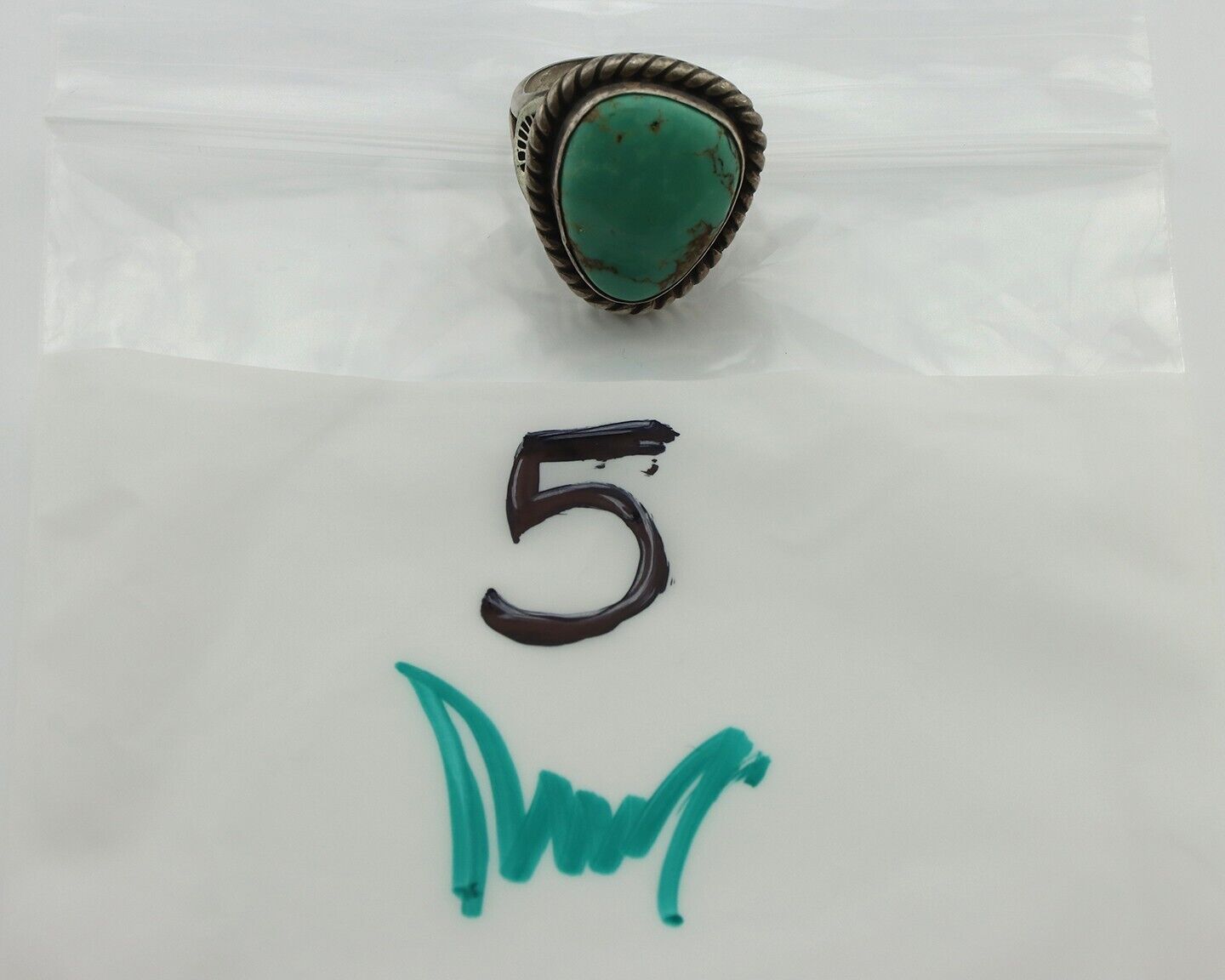 Navajo Ring .925 Silver Natural Blue Turquoise Native American Artist C.80's