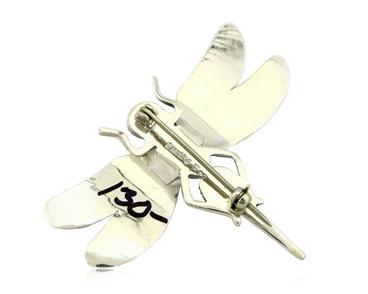 Navajo Pin Pendant .925 Silver Natural Lapis Signed Artist Frank Yazzie C80s