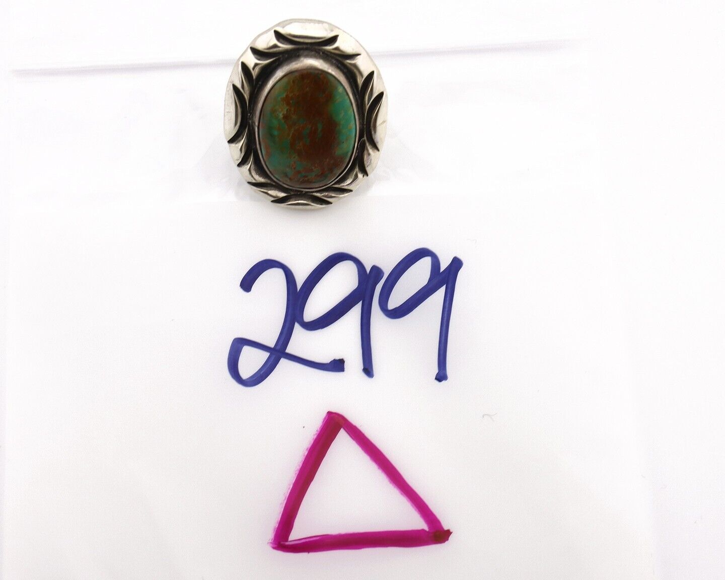 Navajo Ring 925 Silver Kingman Turquoise Native Artist Signed C Montoya C.80's