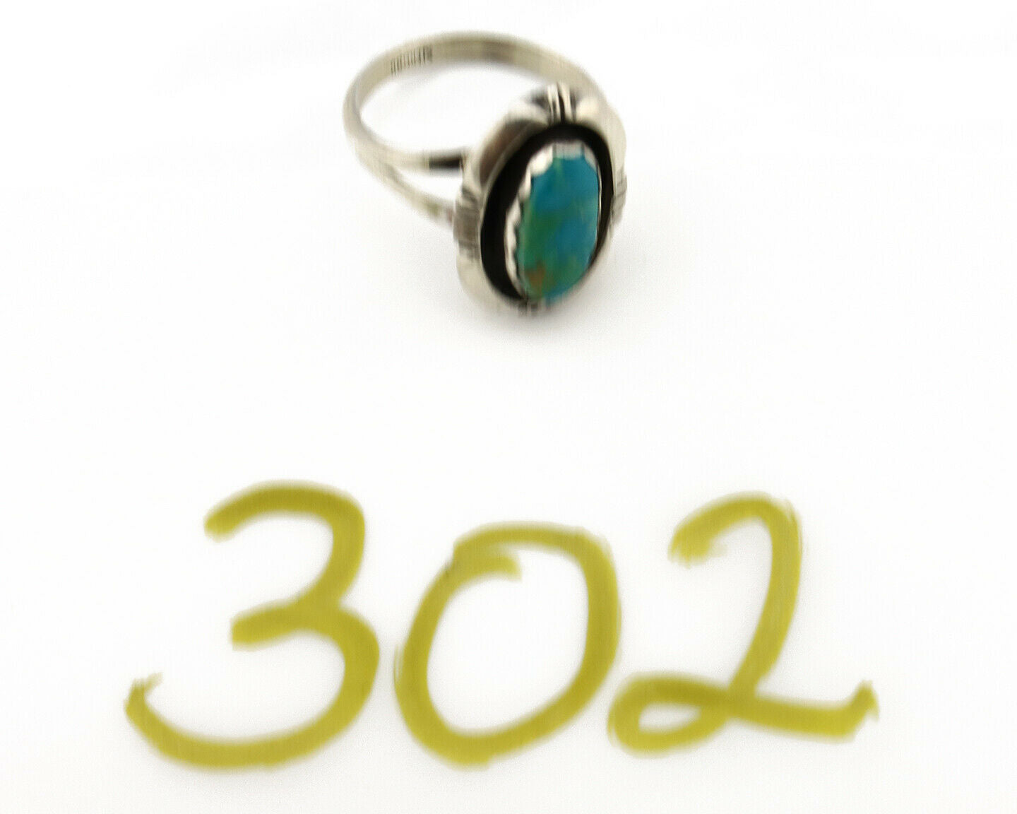 Navajo Ring .925 Silver Kingman Turquoise Artist Signed Apache C.80's