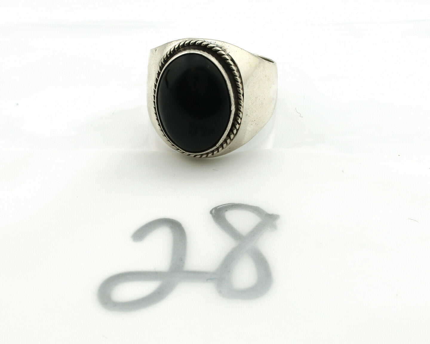 Navajo Ring .925 Silver Handmade Black Onyx Native American Artist C.80's
