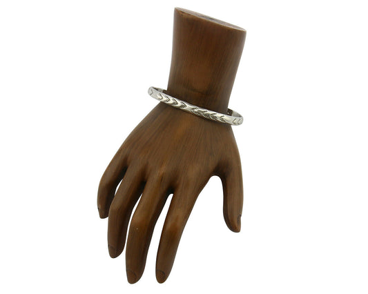 Navajo Bracelet .925 Silver Hand Stamped Arrow Head Artist Montoya C.80's #65