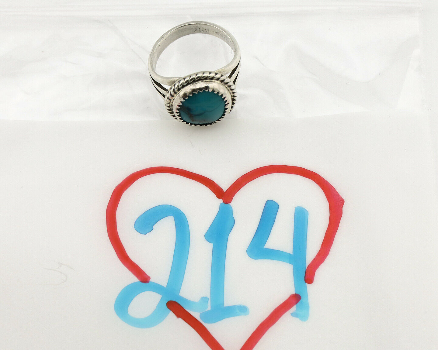 Navajo Ring .925 Silver Blue Southwest Turquoise Native Artist C.1980's