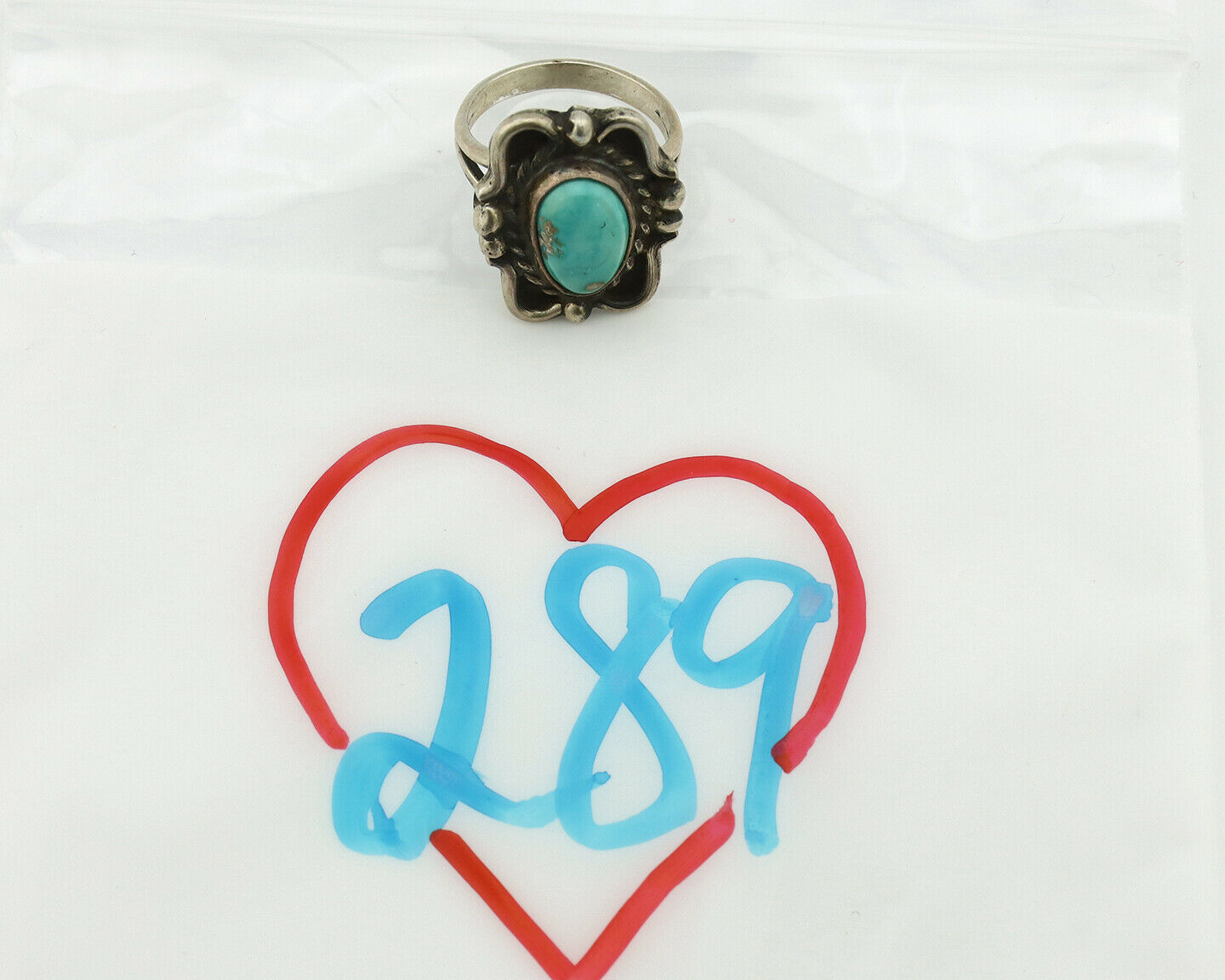 Navajo Ring .925 Silver Natural Turquoise Native American Artist C.80's