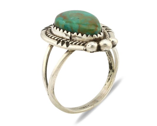 Navajo Ring .925 Silver Kingman Turquoise Artist Signed A C.1980's