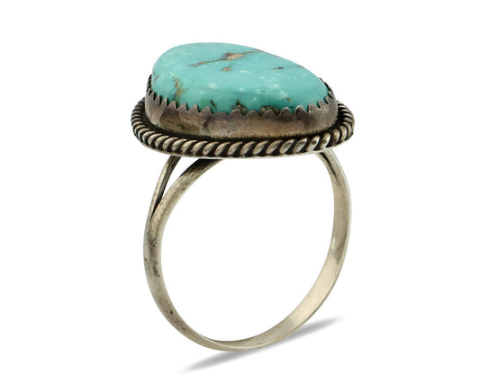 Navajo Ring .925 Silver Morenci Turquoise Handmade Native American Artist C.80's