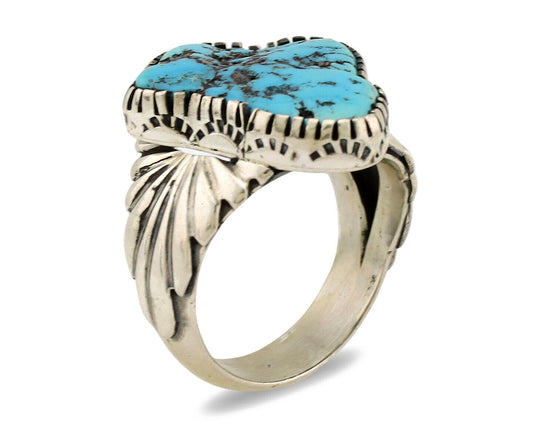 Navajo Ring .925 Silver Sleeping Beauty Turquoise Artist Signed DK C.80's
