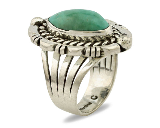 Navajo Ring .925 Silver Royston Turquoise Signed Artist DC C.80's