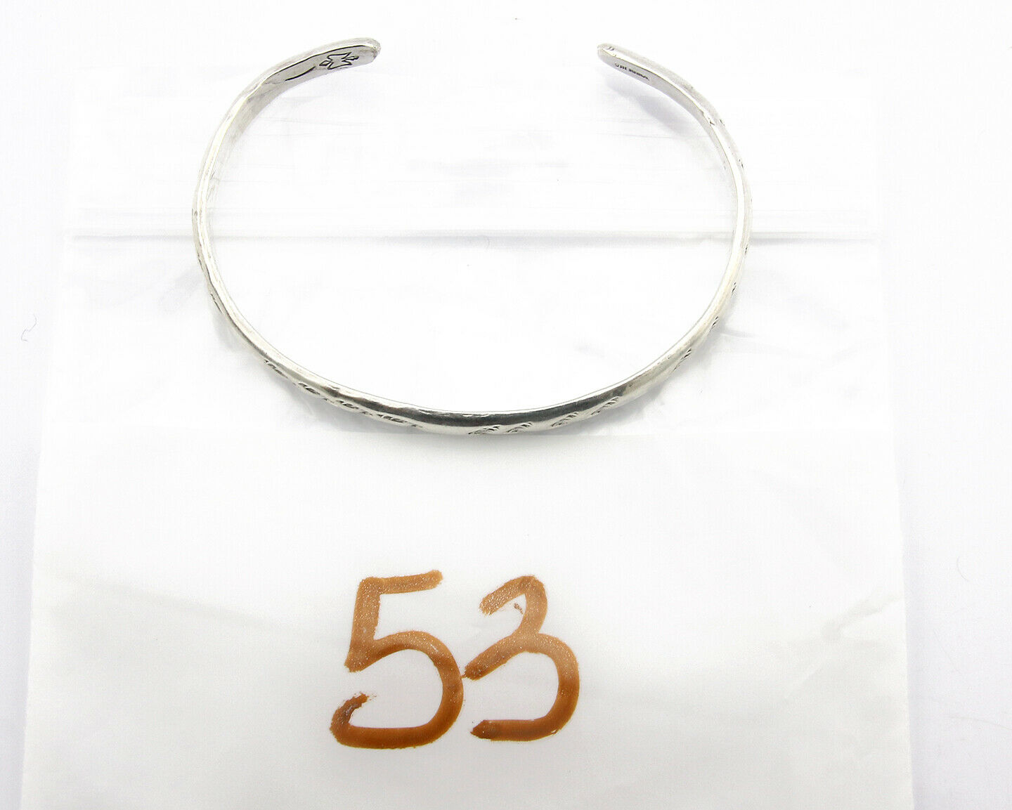 Navajo Bracelet .925 Silver Hand Stamped Arrow Head Artist I Montoya C.80's