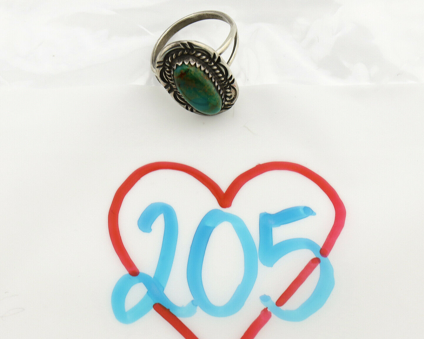 Navajo Ring .925 Silver Royston Turquoise Native American Artist C.1980's
