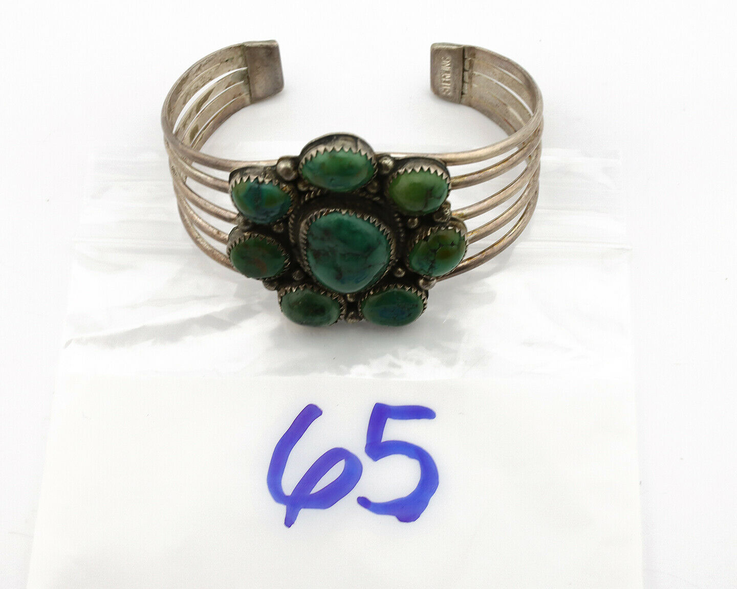 Navajo Bracelet .925 Silver Royston Turquoise Native American Artist C.80's