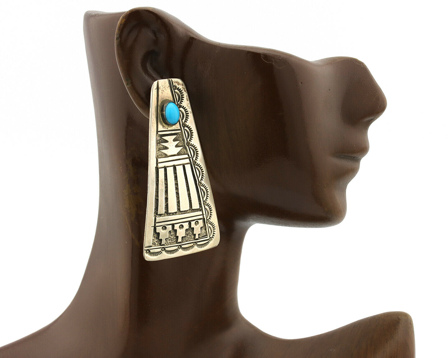 Navajo Turquoise Earrings 925 Silver Handmade Native American Artist C.80's #306