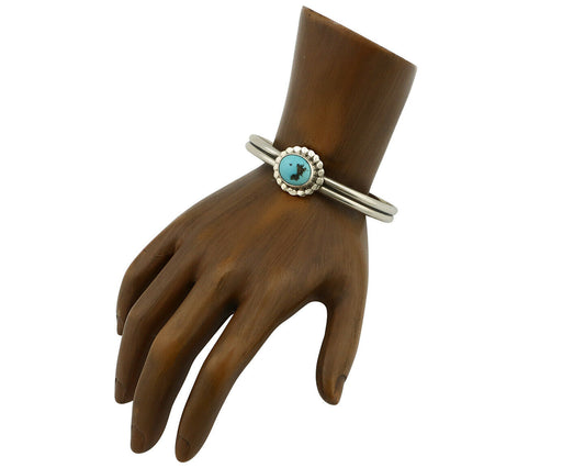 Navajo Bracelet .925 Silver Sleeping Beauty Turquoise Native American C.90's