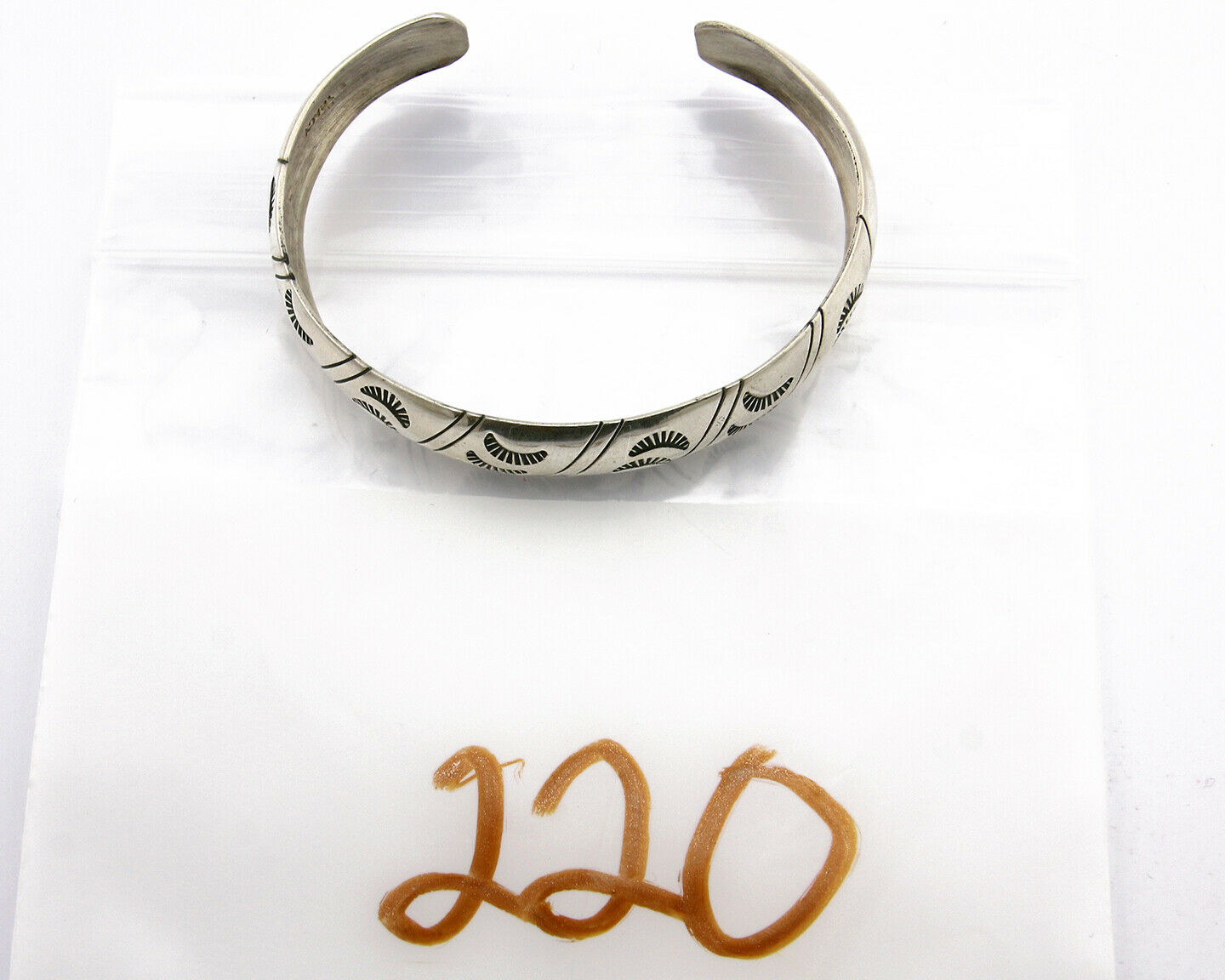 Navajo Bracelet .925 Silver Hand Stamped Artist Signed Tracy C.80's