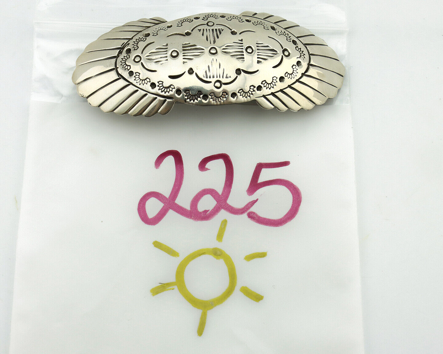 Women's Navajo Hair Clip Barrette .925 Silver Hand Stamped Artist C Montoya C80s