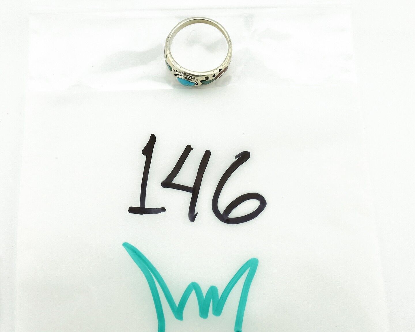 Navajo Handmade Ring 925 Silver Blue Turquoise & Coral Native American C.80's