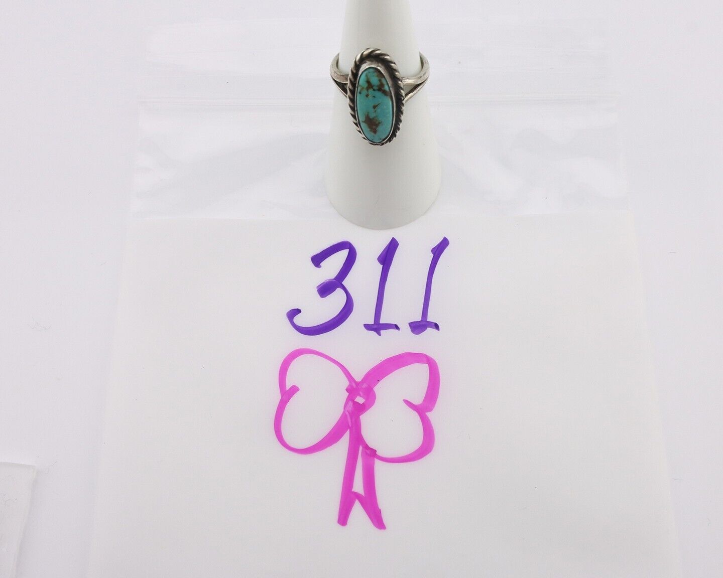 Navajo Handmade Ring 925 Silver Kingman Turquoise Native Artist C.80's