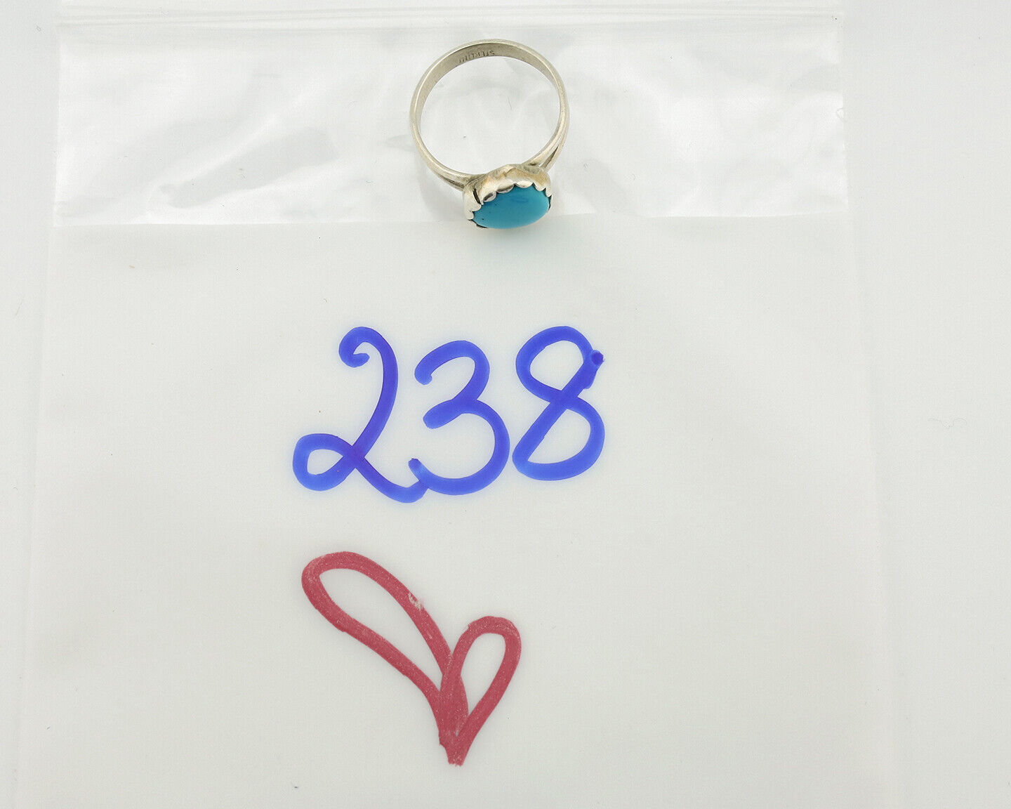 Navajo Ring .925 Silver Sleeping Beauty Turquoise Native American Artist C.1980s