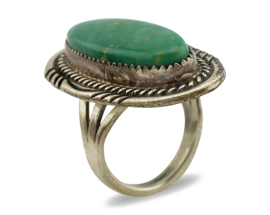 Navajo Ring .925 Silver Nevada Turquoise Artist Signed M Begay C.1980's