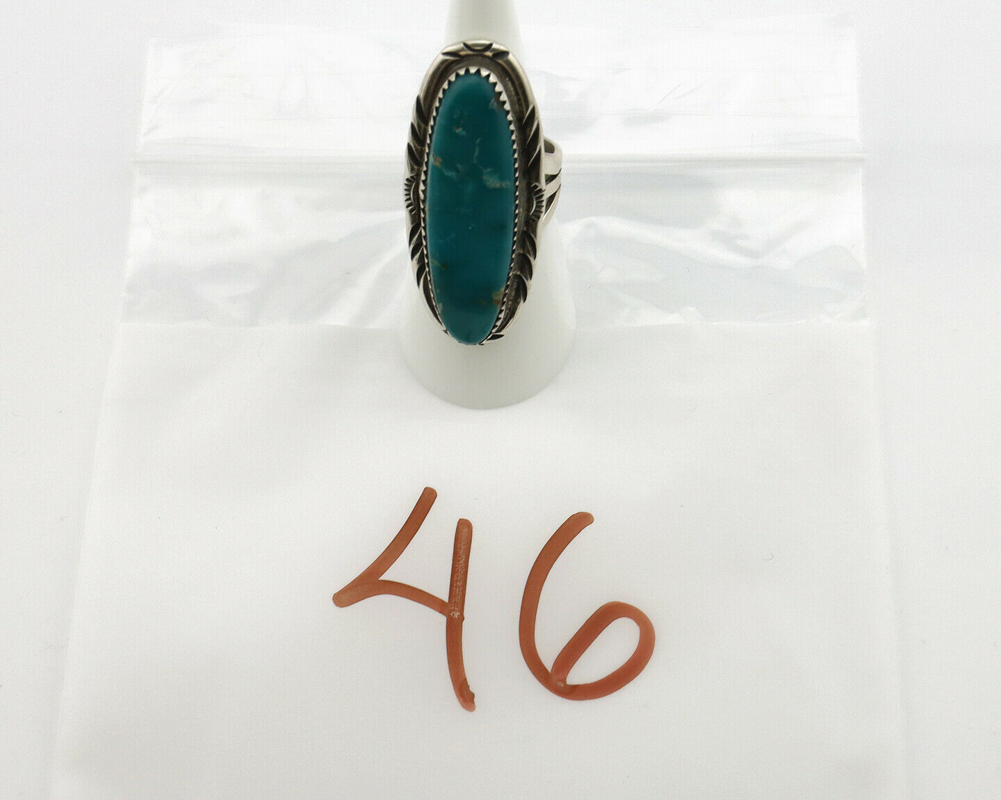 Navajo Ring .925 Silver Blue Southwest Turquoise Artist Signed USA C.80's