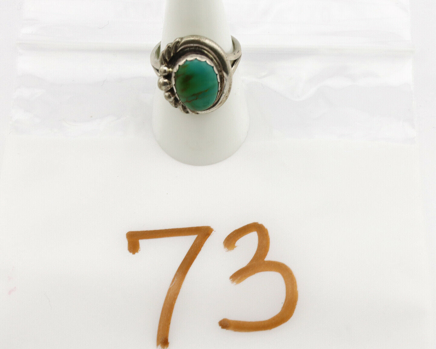 Navajo Ring .925 Silver Kingman Turquoise Native American Artist C.1980's