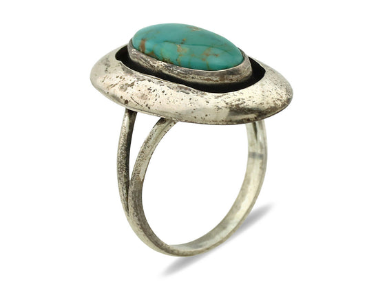 Navajo Ring .925 Silver Kingman Turquoise Artist Signed M Montoya C.80's