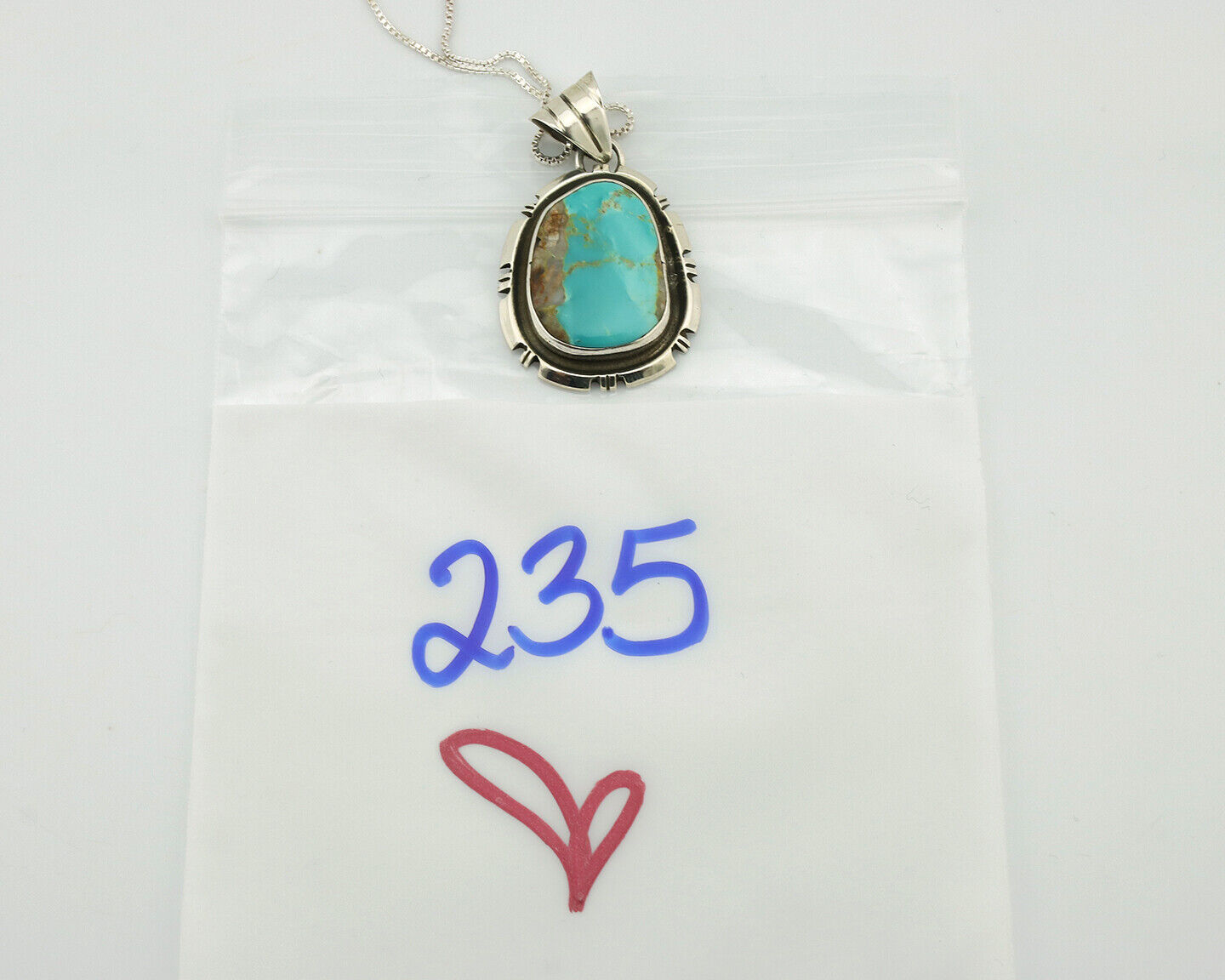 Navajo Necklace .925 Silver Kingman Turquoise Native American Artist C.1980's