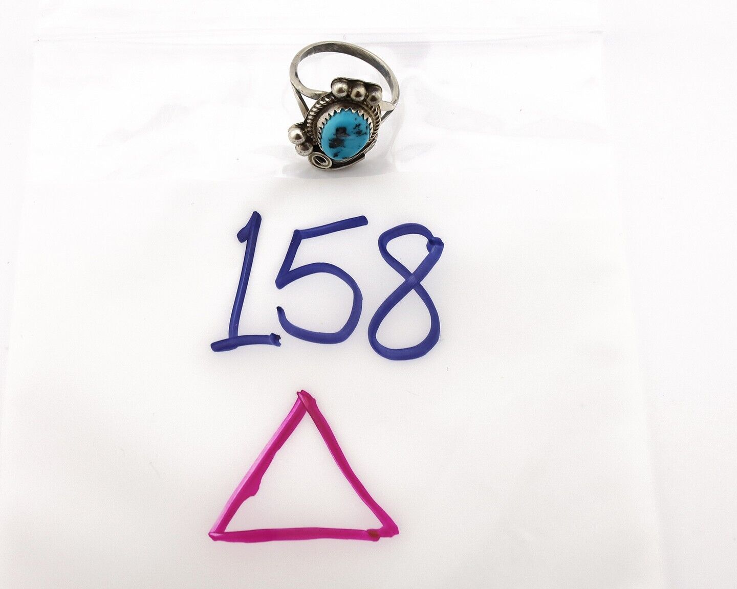 Navajo Ring 925 Silver Sleeping Beauty Turquoise Signed Justin Morris C.80's