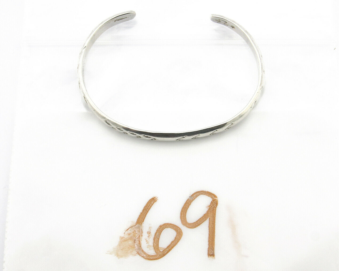 Navajo Bracelet .925 Silver Hand Stamped Arrow Head Artist Montoya C.80's