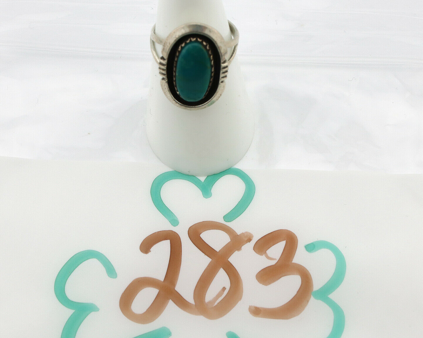 Navajo Ring .925 Silver Kingman Turquoise Native American Artist C.1980's