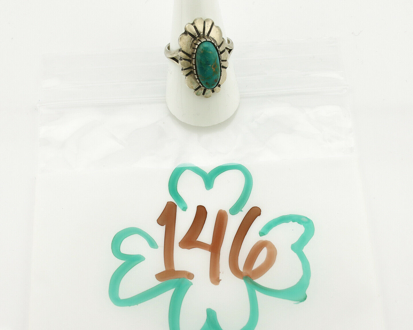 Navajo Ring .925 Silver Green Turquoise Artist Signed M Montoya C.80's