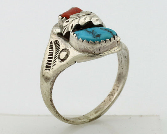 Navajo Ring .925 Silver Sleeping Beauty Turquoise Native Artist C.1980's