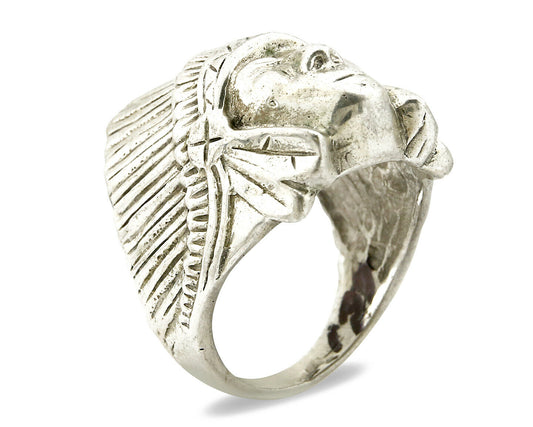 Navajo Indian War Chief Artist IT Ring .925 SOLID Sterling Silver C.80's Size 11