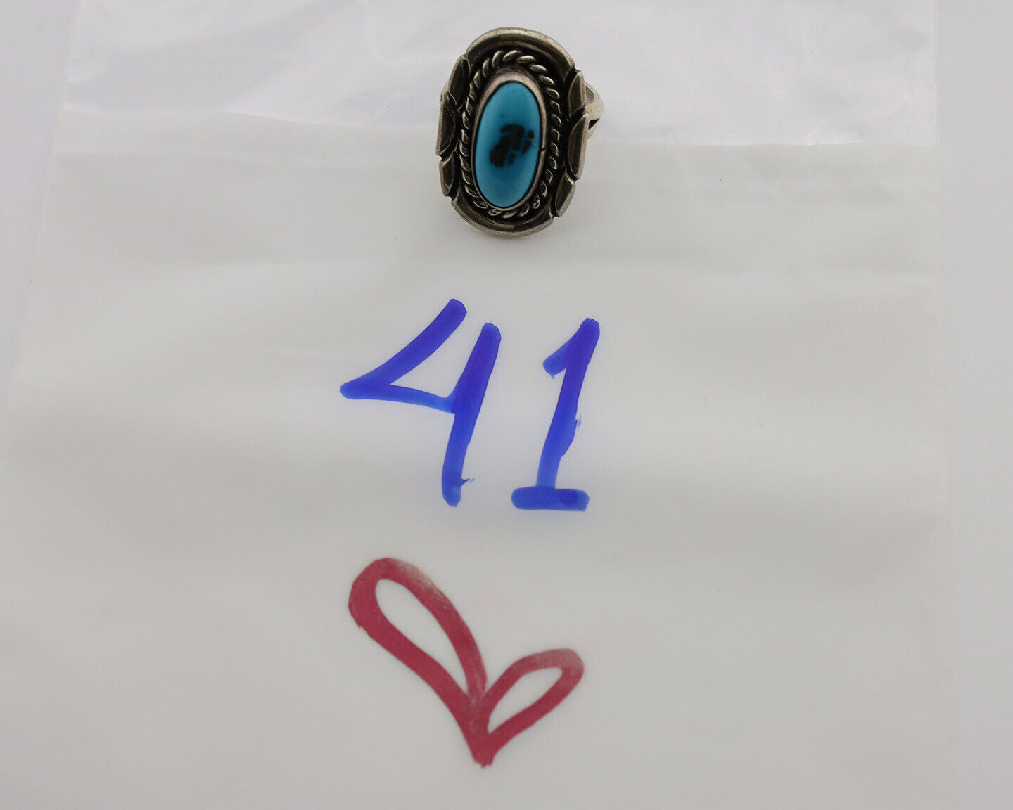 Navajo Ring .925 Silver Sleeping Beauty Turquoise Artist Signed M Montoya C.80's