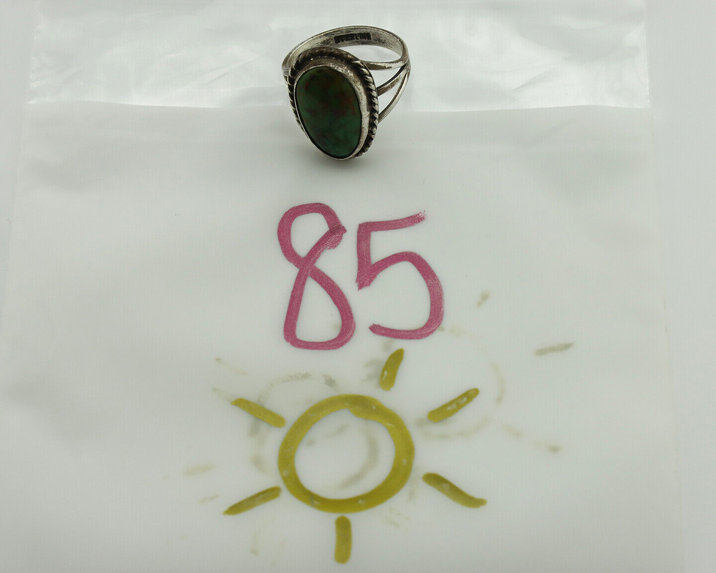 Navajo Ring 925 Silver Turq Mtn Turquoise Native American Artist C.80's